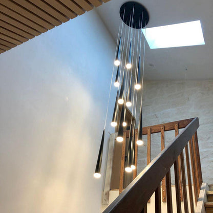 Minimalism Foyer Staircase Chandelier Ceiling Pendant Lighting Fixture For Living Room Entryway In Gold/ Black Finish - Richardrider