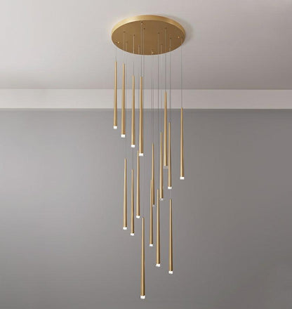 Minimalism Foyer Staircase Chandelier Ceiling Pendant Lighting Fixture For Living Room Entryway In Gold/ Black Finish - Richardrider