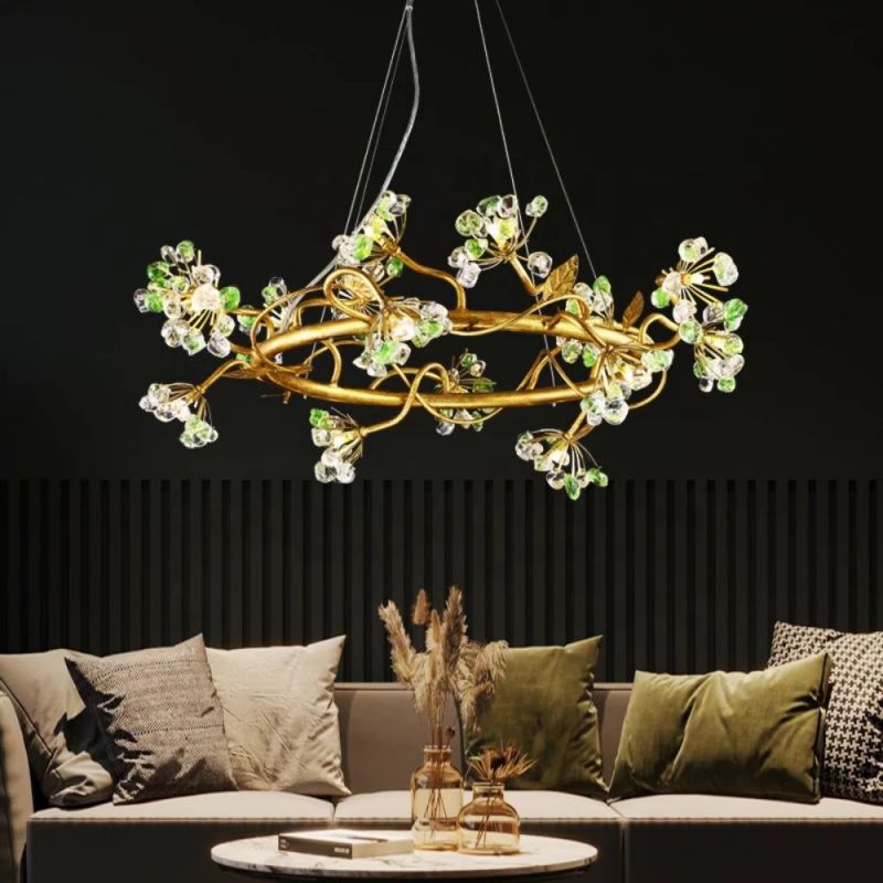 Modes Brass Ring Stone Flower Chandelier - Richardrider