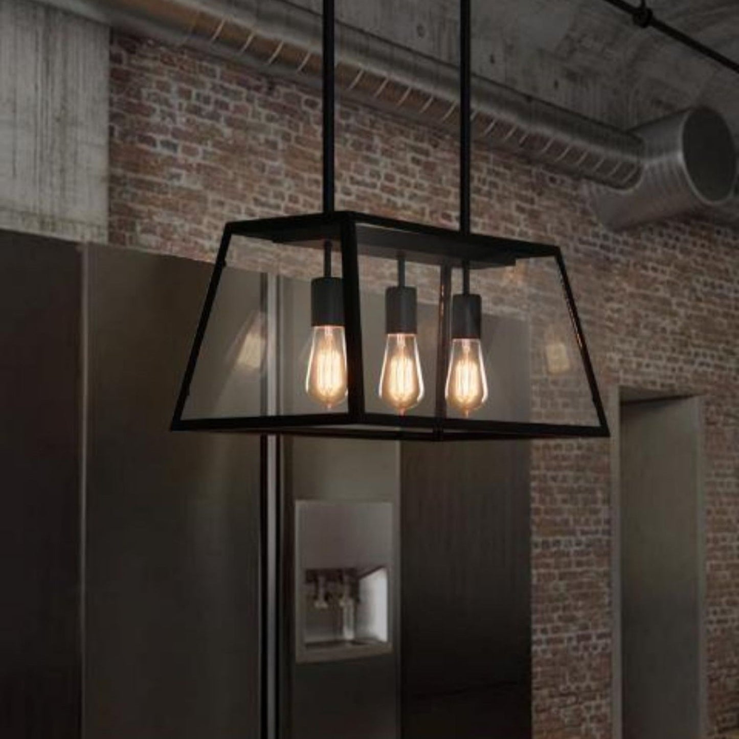 Modern Black Cage Style Glass Lamp Shade Pendant Light Farmhouse 1/ 3/ 4 Lights Chandelier For Long Dining Room Table
