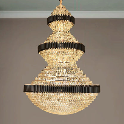 Modern Black Iron Crystal Chandelier For Foyer Staircase Luxurious Design Ceiling Light Fixture - Richardrider