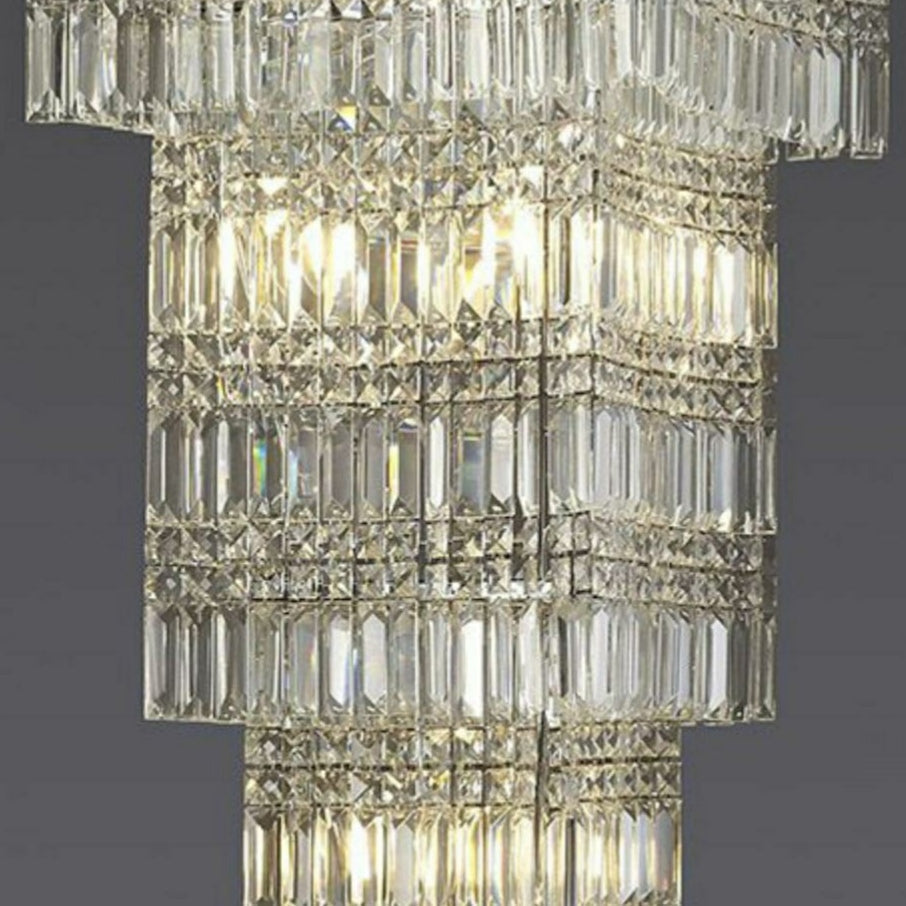 Extra Large Foyer Vertical Layers K9 Crystal Chandelier Chrome Ceiling Lighting Fixture For Staircase Entryway Decor - Richardrider