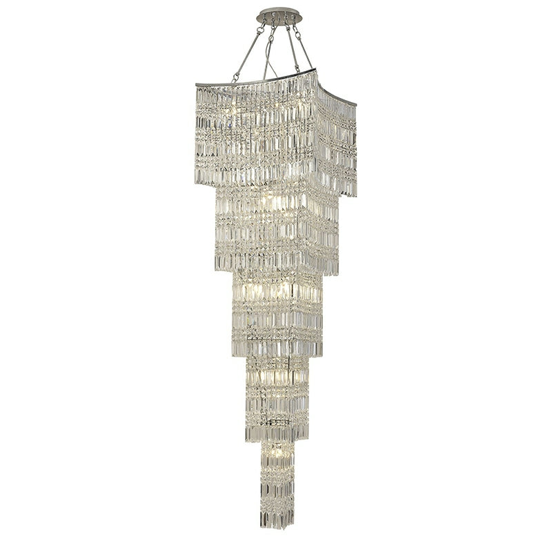 Extra Large Foyer Vertical Layers K9 Crystal Chandelier Chrome Ceiling Lighting Fixture For Staircase Entryway Decor - Richardrider