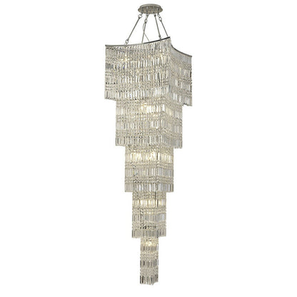 Extra Large Foyer Vertical Layers K9 Crystal Chandelier Chrome Ceiling Lighting Fixture For Staircase Entryway Decor - Richardrider