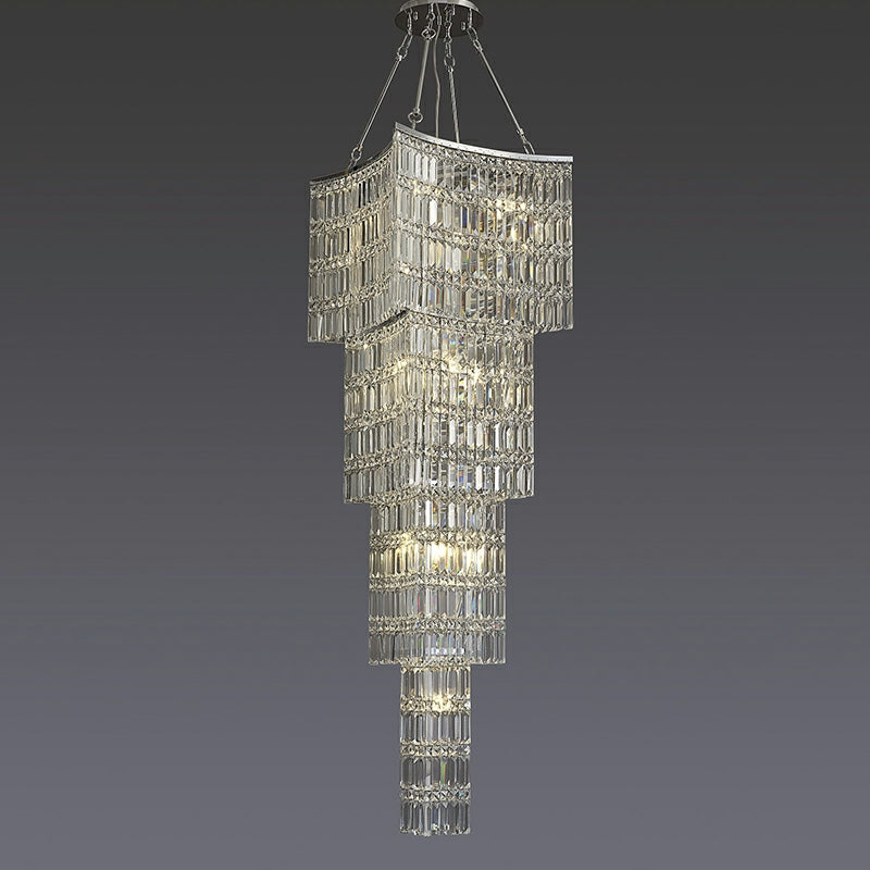 Extra Large Foyer Vertical Layers K9 Crystal Chandelier Chrome Ceiling Lighting Fixture For Staircase Entryway Decor - Richardrider