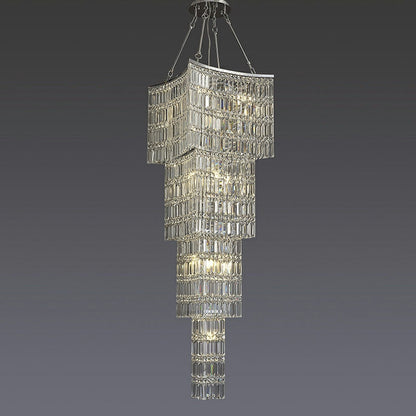 Extra Large Foyer Vertical Layers K9 Crystal Chandelier Chrome Ceiling Lighting Fixture For Staircase Entryway Decor - Richardrider
