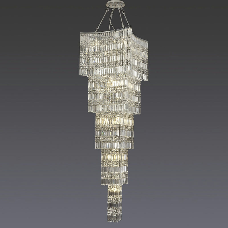 Extra Large Foyer Vertical Layers K9 Crystal Chandelier Chrome Ceiling Lighting Fixture For Staircase Entryway Decor - Richardrider