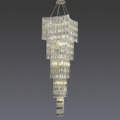 Extra Large Foyer Vertical Layers K9 Crystal Chandelier Chrome Ceiling Lighting Fixture For Staircase Entryway Decor - Richardrider