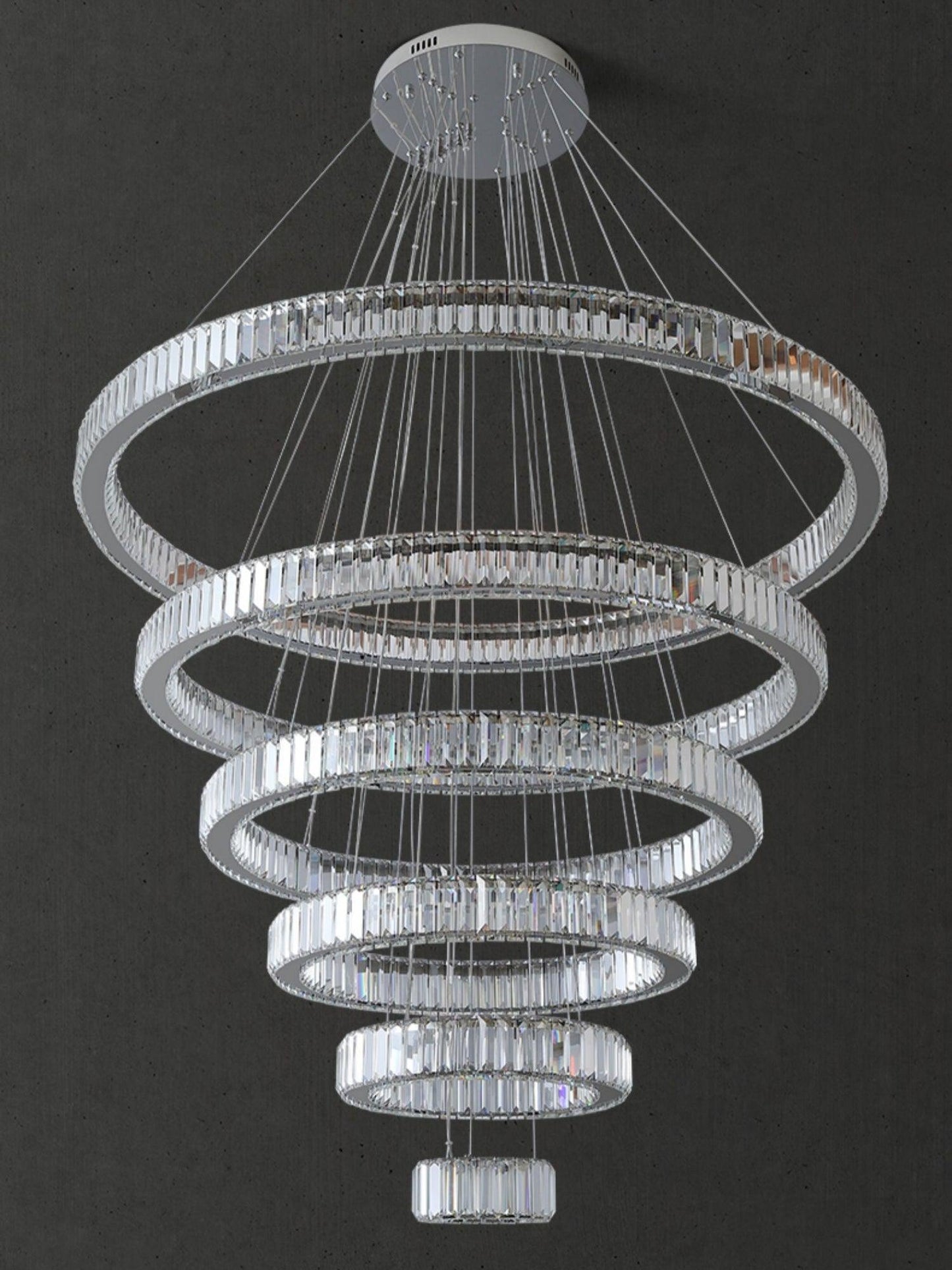 Modern Front Entryway Chandelier 3/4/5/6/7 Rings Crystal Gold/ Chrome Finish Ceiling Lamp - Richardrider