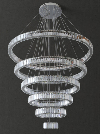 Modern Front Entryway Chandelier 3/4/5/6/7 Rings Crystal Gold/ Chrome Finish Ceiling Lamp - Richardrider