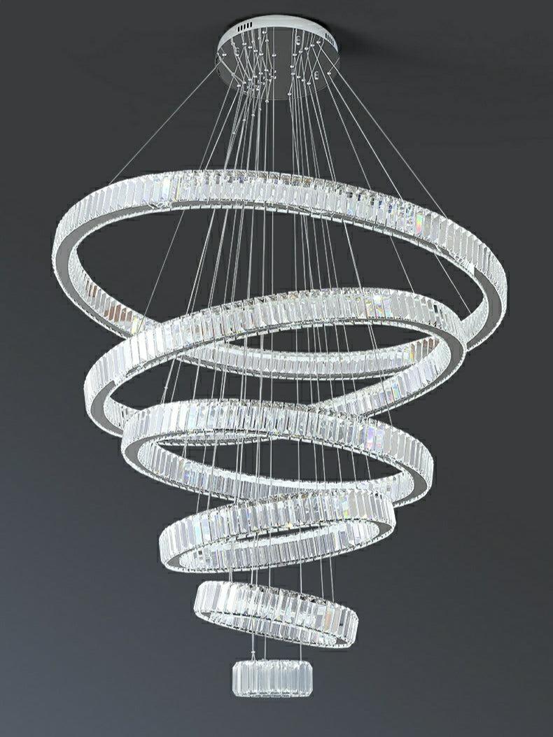 Modern Front Entryway Chandelier 3/4/5/6/7 Rings Crystal Gold/ Chrome Finish Ceiling Lamp - Richardrider