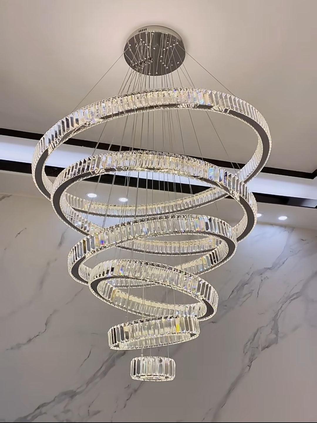 Modern Front Entryway Chandelier 3/4/5/6/7 Rings Crystal Gold/ Chrome Finish Ceiling Lamp - Richardrider