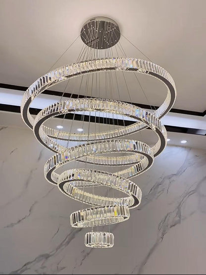 Modern Front Entryway Chandelier 3/4/5/6/7 Rings Crystal Gold/ Chrome Finish Ceiling Lamp - Richardrider