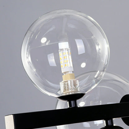 Modern Kitchen Island Glass Globe Ceiling Lighting Fixture Black Pendant Chandelier For Long Dining Table