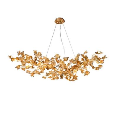 Branch Modern Leaf Linear Gold Brass Chandelier - Richardrider