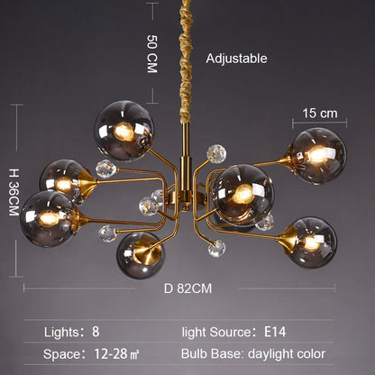 Glass Globes Chandelier|Sputnik Ceiling Fixtures Light|Magic Bean Mid Century Pendant