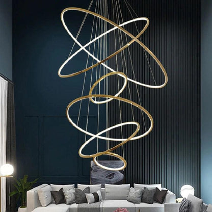 Multi Rings Modern Staircase Chandelier - Richardrider