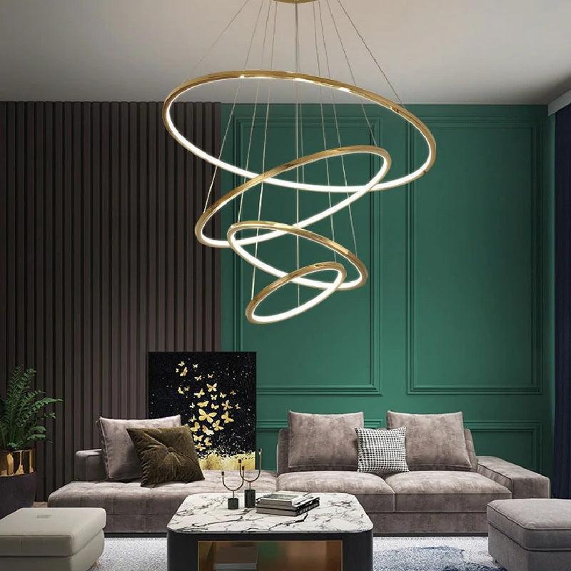 Multi Rings Modern Staircase Chandelier - Richardrider