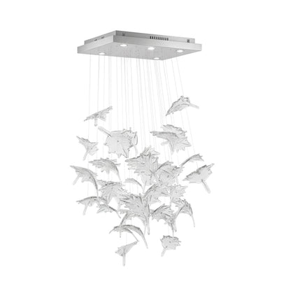 Multicolor Crystal Spiral Maple Leaf Chandelier