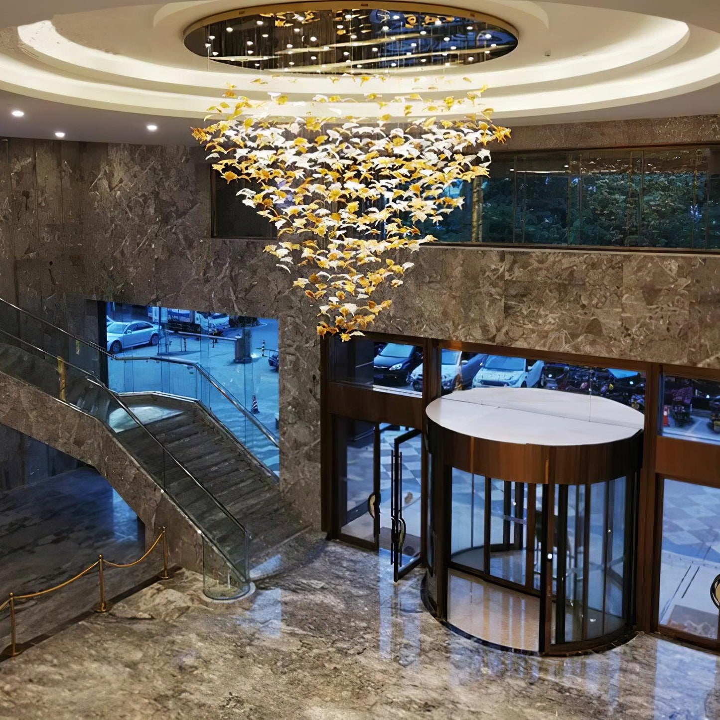 Multicolor Crystal Spiral Maple Leaf Chandelier
