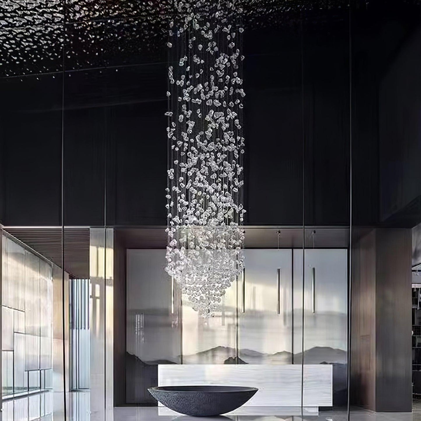Crystal Stone Crystal Spiral Chandelier