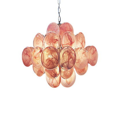 Murano Glass Pink Disks Chandelier 36