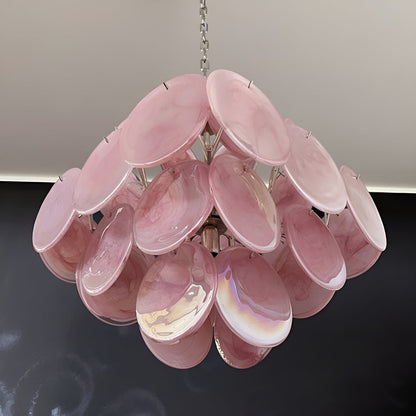 Murano Glass Pink Disks Chandelier 36