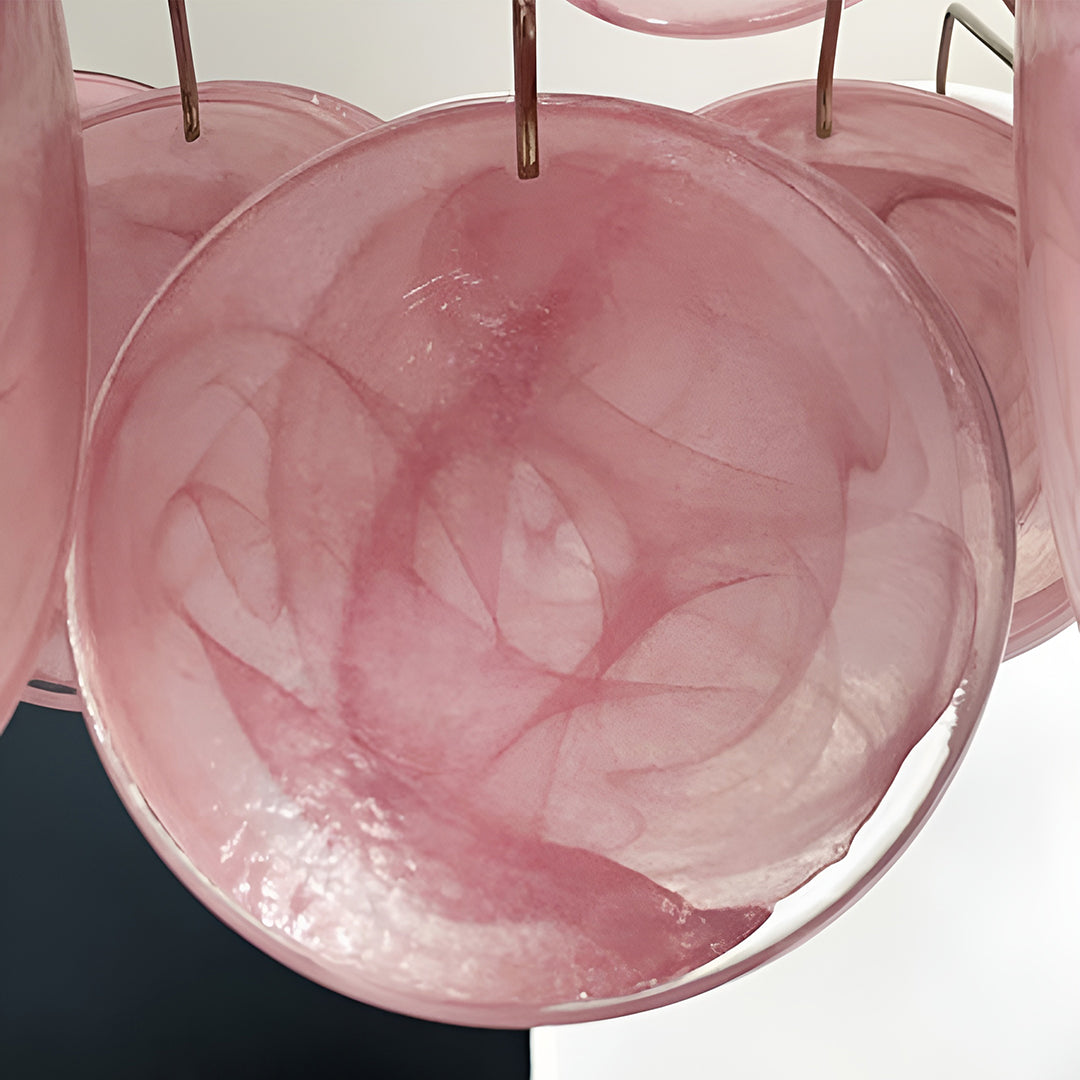Murano Glass Pink Disks Chandelier 36