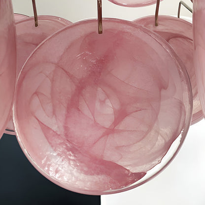 Murano Glass Pink Disks Chandelier 36