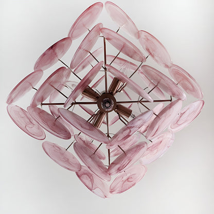 Murano Glass Pink Disks Chandelier 36