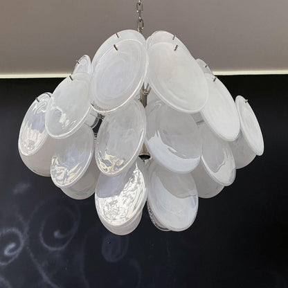 Murano Glass White Disks Chandelier 36