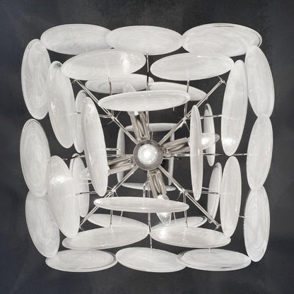 Murano Glass White Disks Chandelier 36