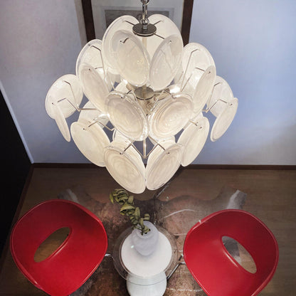 Murano Glass White Disks Chandelier 36