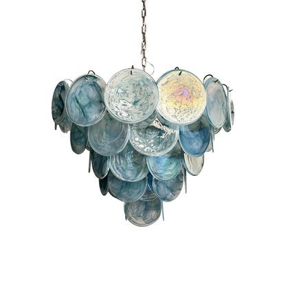 Murano Glass Blue Disks Chandelier