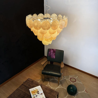 Murano Glass Gold Disks Chandelier