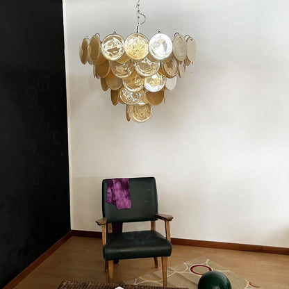 Murano Glass Gold Disks Chandelier