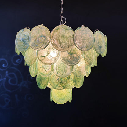 Murano Glass Green Disks Chandelier