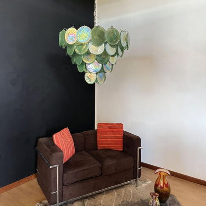 Murano Glass Green Disks Chandelier