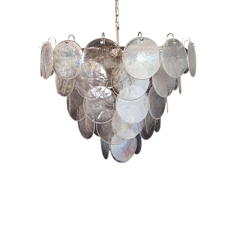 Murano Glass Iridescent Disks Chandelier