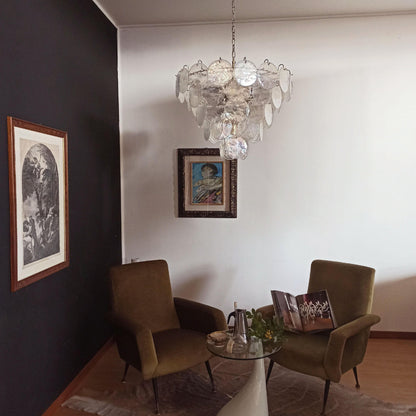 Murano Glass Iridescent Disks Chandelier