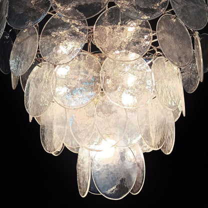 Murano Glass Iridescent Disks Chandelier
