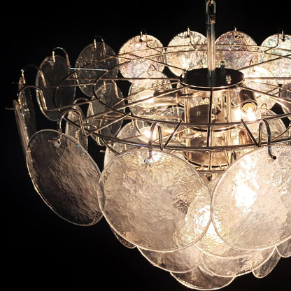 Murano Glass Iridescent Disks Chandelier