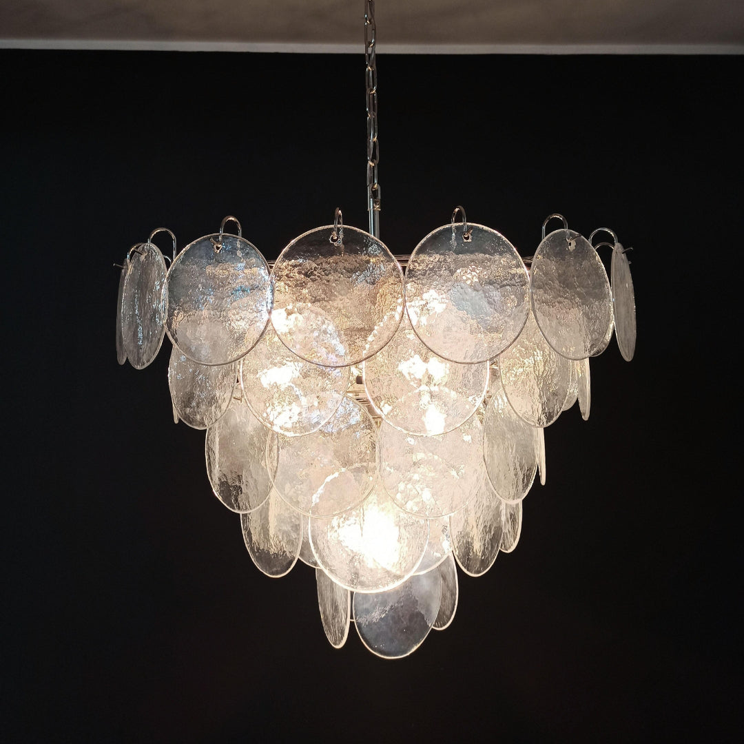 Murano Glass Iridescent Disks Chandelier