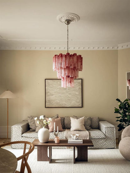 Murano Glass Chandelier – 48 tubes – Alabaster Pink