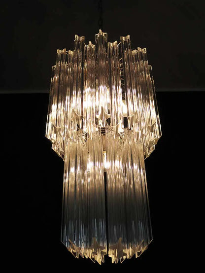 Murano Glass Chandelier – Quadriedri – 46 prisms – Transparent