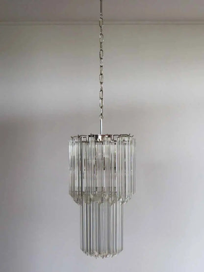 Murano Glass Chandelier – Quadriedri – 46 prisms – Transparent