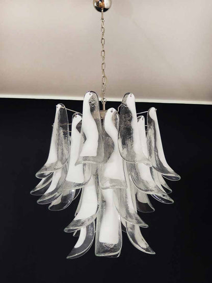 Murano Glass White Petals Chandelier