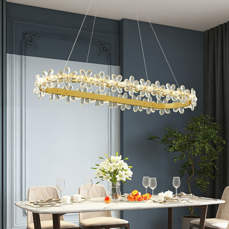 New Style Flower Crystal Chandelier For Living Room Petal Ring Pendant Lighting Fixture for Girls Bedroom
