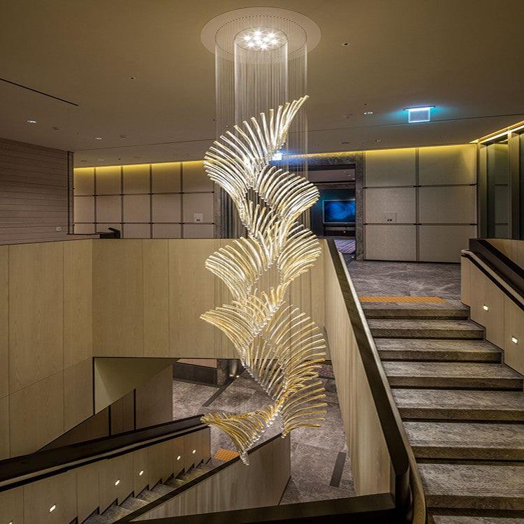 European Style Spiral Glass Chandelier for Staircase/Foyer/Hotel/Villa - Richardrider