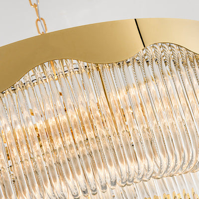 Italian Light Luxury Double-layered U-tube Round Suction&Suspension Chandelier for Living/Dining Room